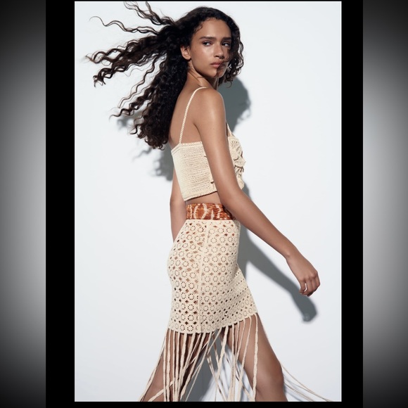 ZARA FRINGED CROCHET SKIRT - Picture 3 of 7
